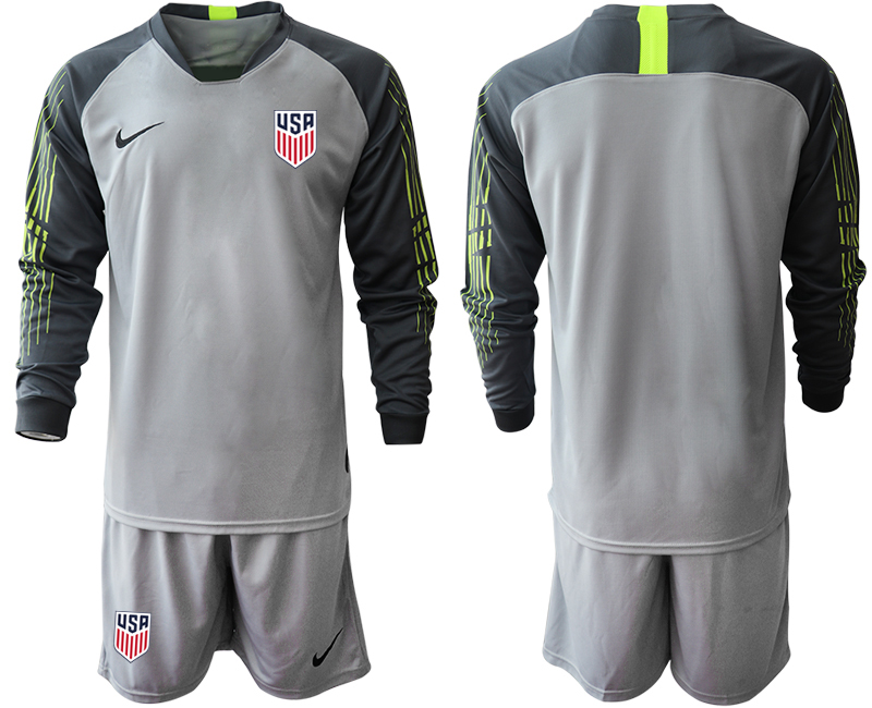 Men 2020-2021 Season National team United States goalkeeper Long sleeve grey Soccer Jersey1